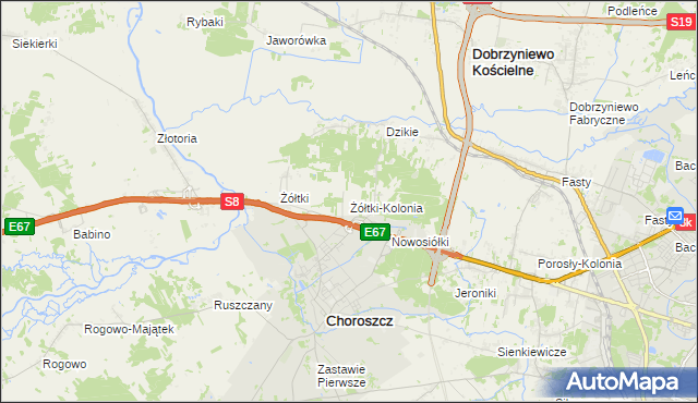 mapa Żółtki-Kolonia, Żółtki-Kolonia na mapie Targeo