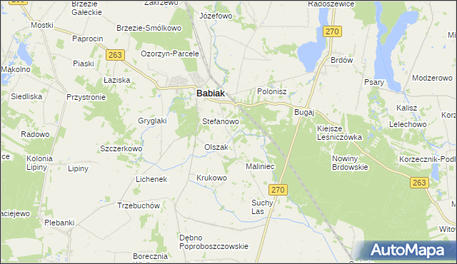 mapa Żurawieniec gmina Babiak, Żurawieniec gmina Babiak na mapie Targeo