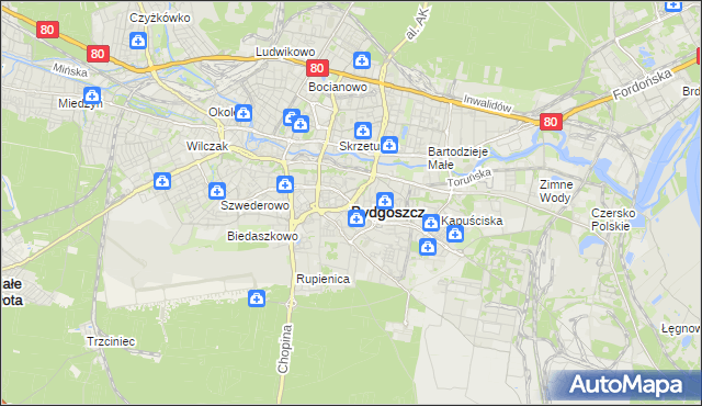 mapa Bydgoszczy, Bydgoszcz na mapie Targeo