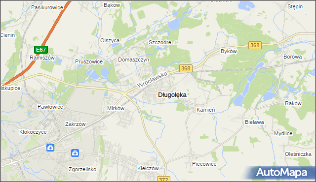 mapa Długołęka powiat wrocławski, Długołęka powiat wrocławski na mapie Targeo