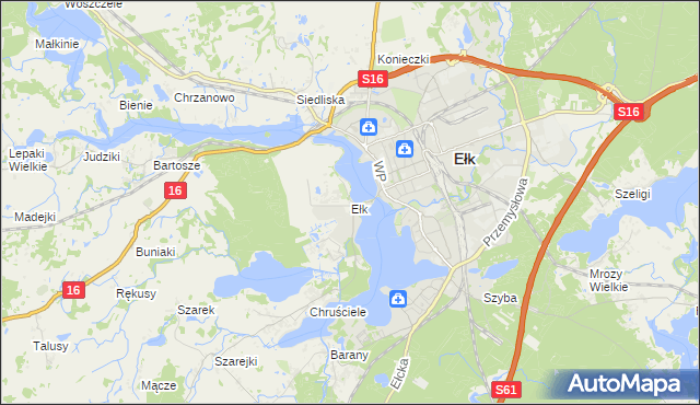 mapa Ełk powiat ełcki, Ełk powiat ełcki na mapie Targeo