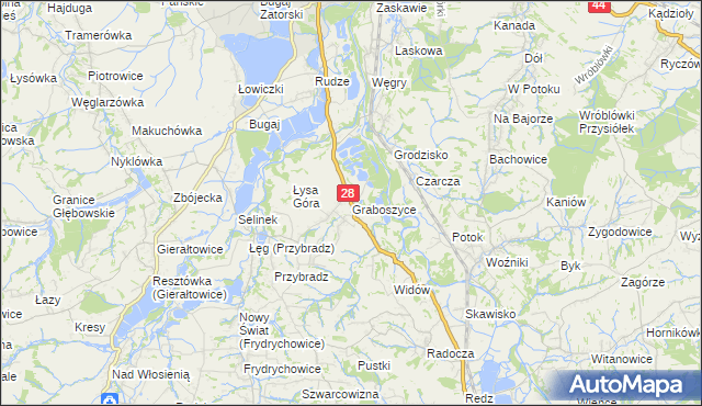 mapa Graboszyce, Graboszyce na mapie Targeo
