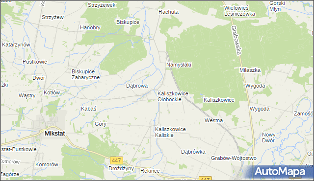 mapa Kaliszkowice Ołobockie, Kaliszkowice Ołobockie na mapie Targeo