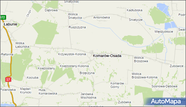 mapa Komarów-Osada, Komarów-Osada na mapie Targeo