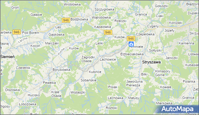 mapa Lachowice, Lachowice na mapie Targeo