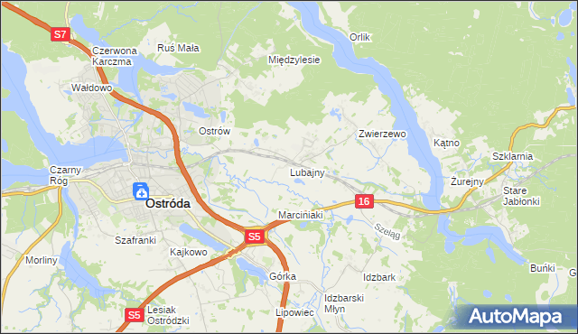 mapa Lubajny, Lubajny na mapie Targeo