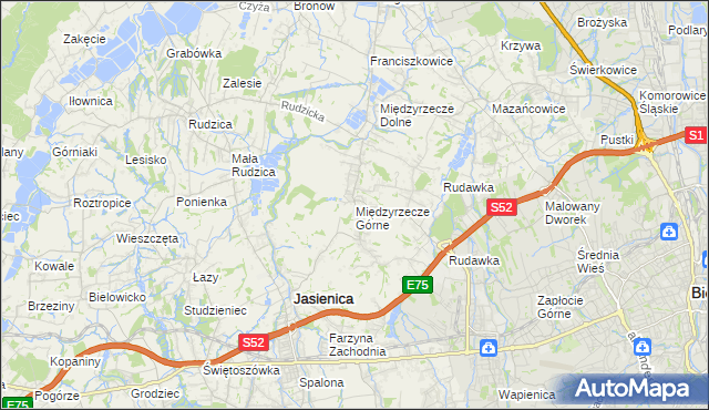 mapa Międzyrzecze Górne, Międzyrzecze Górne na mapie Targeo