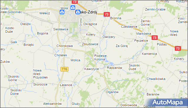 mapa Podlesie Kolonia gmina Busko-Zdrój, Podlesie Kolonia gmina Busko-Zdrój na mapie Targeo