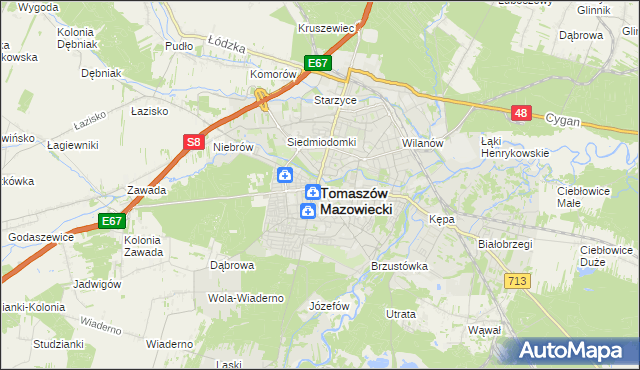 mapa Tomaszów Mazowiecki, Tomaszów Mazowiecki na mapie Targeo