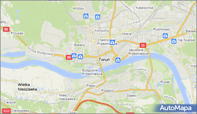 mapa Torunia, Toruń na mapie Targeo
