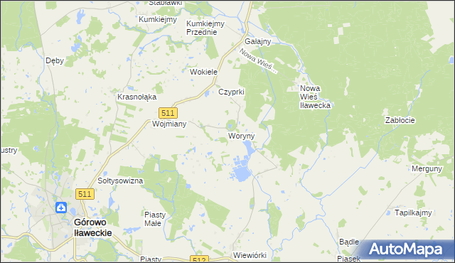 mapa Woryny, Woryny na mapie Targeo