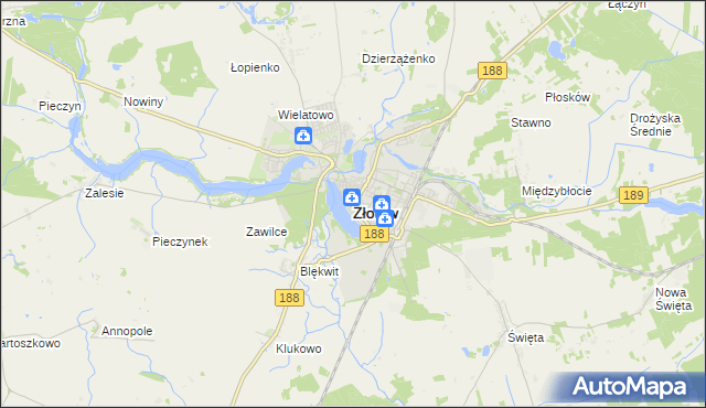 mapa Złotów, Złotów na mapie Targeo