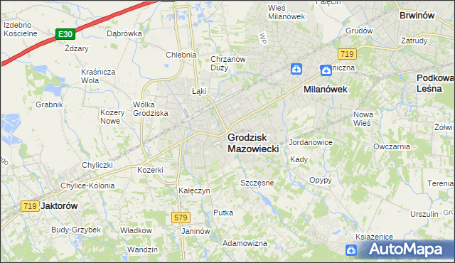 mapa Grodzisk Mazowiecki, Grodzisk Mazowiecki na mapie Targeo
