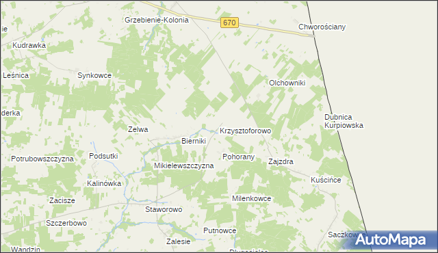 mapa Krzysztoforowo, Krzysztoforowo na mapie Targeo