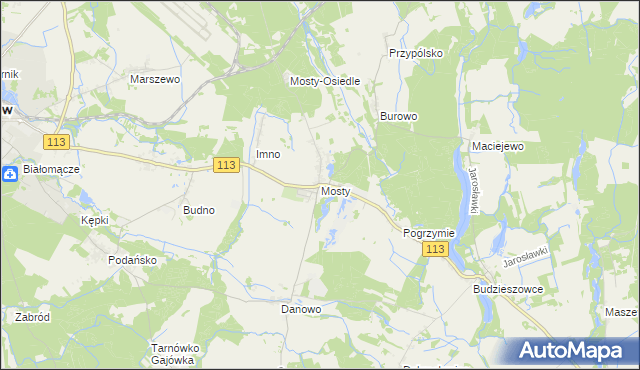 mapa Mosty gmina Goleniów, Mosty gmina Goleniów na mapie Targeo