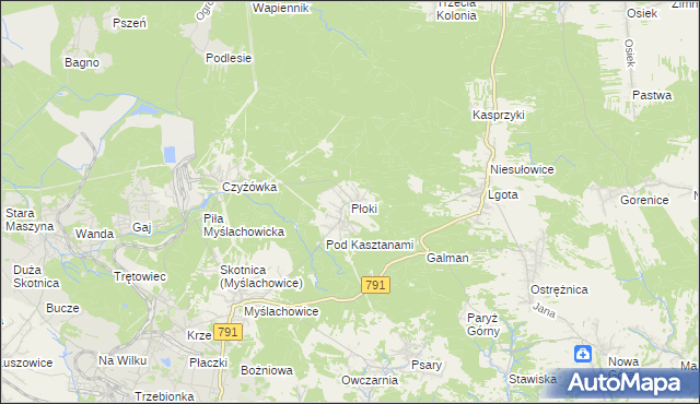 mapa Płoki gmina Trzebinia, Płoki gmina Trzebinia na mapie Targeo