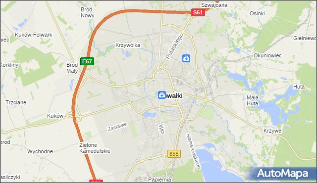 mapa Suwałk, Suwałki na mapie Targeo