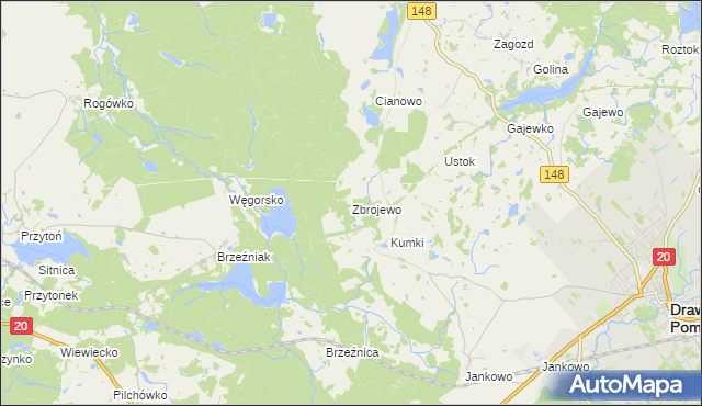 mapa Zbrojewo, Zbrojewo na mapie Targeo