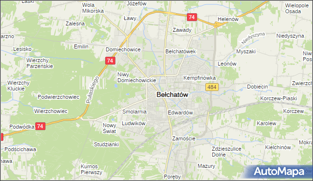 mapa Bełchatów, Bełchatów na mapie Targeo