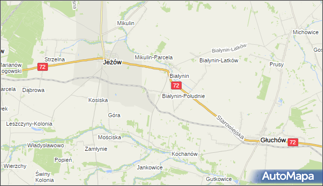 mapa Białynin-Południe, Białynin-Południe na mapie Targeo