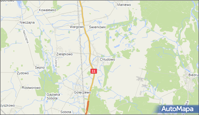 mapa Chludowo, Chludowo na mapie Targeo
