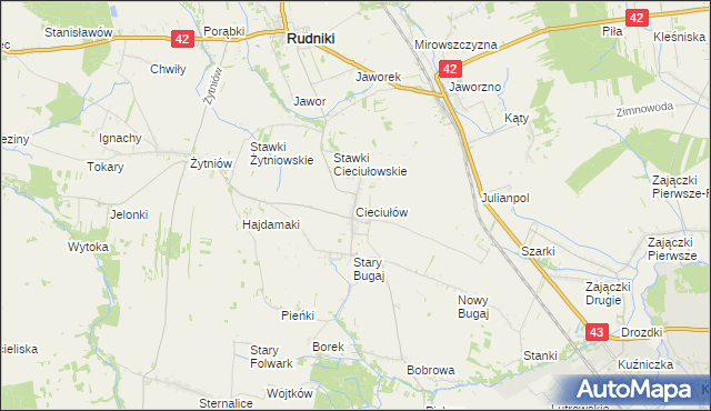 mapa Cieciułów, Cieciułów na mapie Targeo