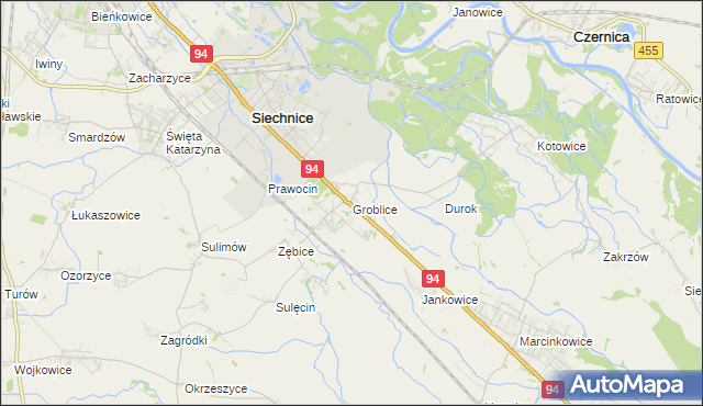 mapa Groblice, Groblice na mapie Targeo