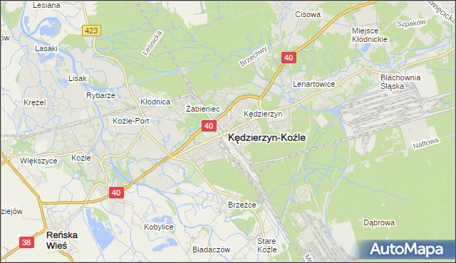 mapa Kędzierzyna-Koźle, Kędzierzyn-Koźle na mapie Targeo