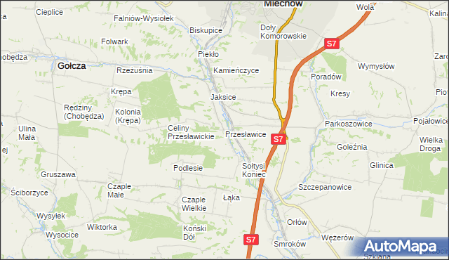 mapa Przesławice gmina Miechów, Przesławice gmina Miechów na mapie Targeo