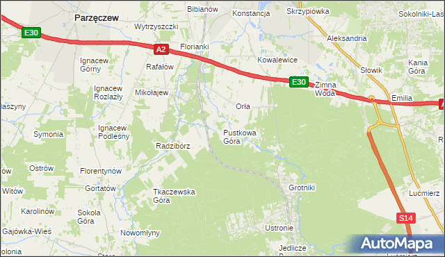 mapa Pustkowa Góra, Pustkowa Góra na mapie Targeo