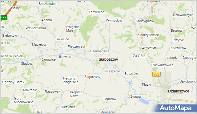 mapa Słaboszów, Słaboszów na mapie Targeo