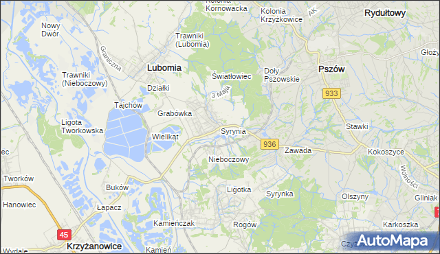 mapa Syrynia, Syrynia na mapie Targeo