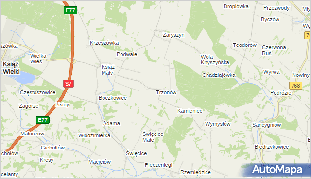 mapa Trzonów, Trzonów na mapie Targeo