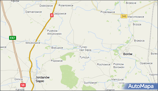 mapa Tyniec nad Ślęzą, Tyniec nad Ślęzą na mapie Targeo