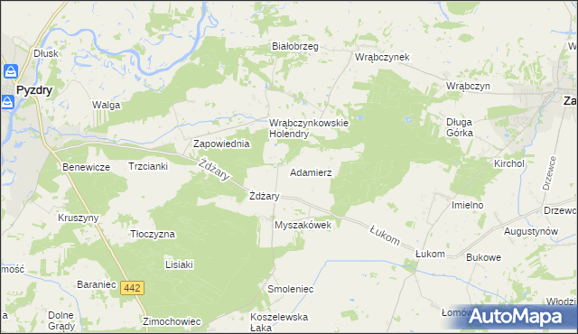 mapa Adamierz gmina Zagórów, Adamierz gmina Zagórów na mapie Targeo