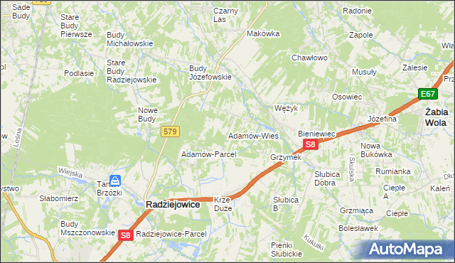 mapa Adamów-Wieś, Adamów-Wieś na mapie Targeo
