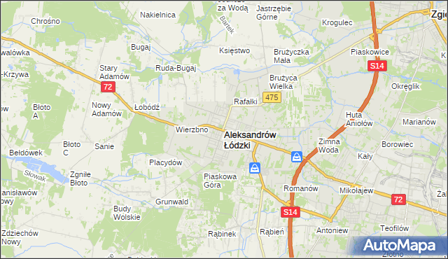 mapa Aleksandrów Łódzki, Aleksandrów Łódzki na mapie Targeo