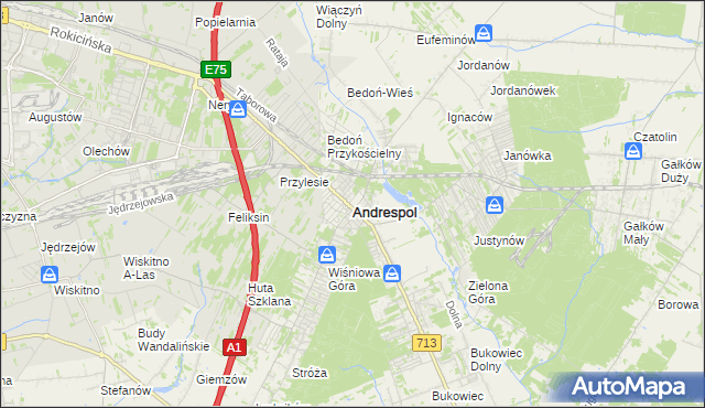 mapa Andrespol, Andrespol na mapie Targeo