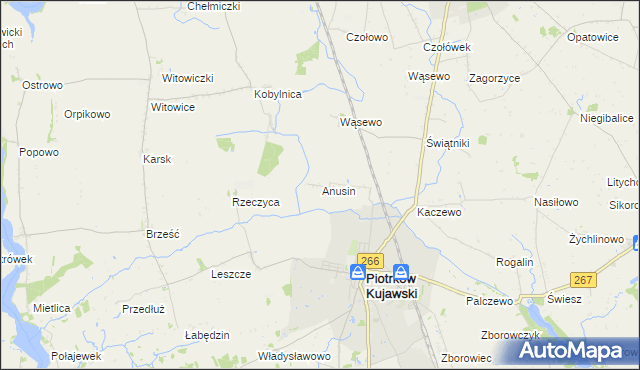 mapa Anusin gmina Piotrków Kujawski, Anusin gmina Piotrków Kujawski na mapie Targeo