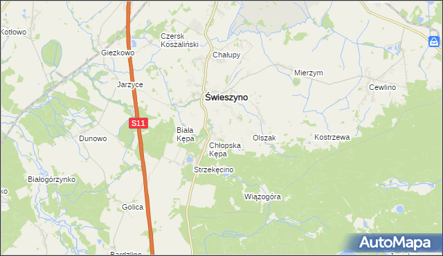 mapa Bagno gmina Świeszyno, Bagno gmina Świeszyno na mapie Targeo