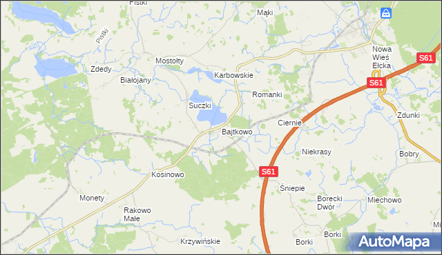 mapa Bajtkowo, Bajtkowo na mapie Targeo