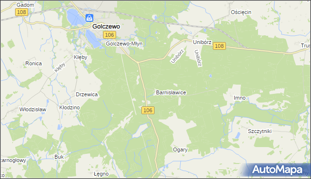 mapa Barnisławice, Barnisławice na mapie Targeo