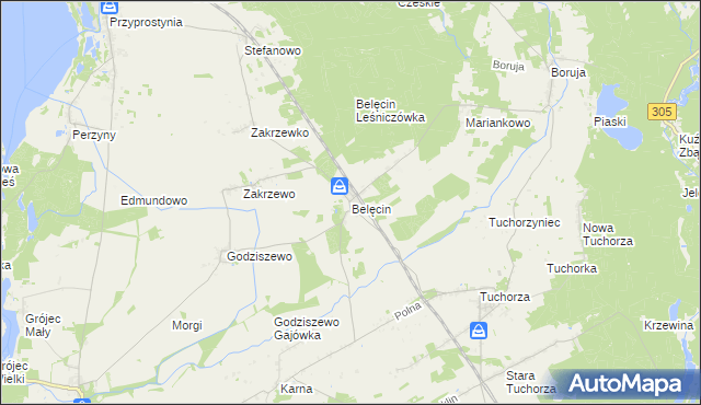 mapa Belęcin, Belęcin na mapie Targeo