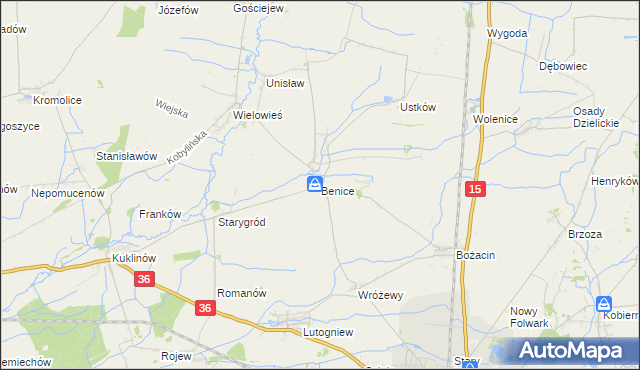 mapa Benice gmina Krotoszyn, Benice gmina Krotoszyn na mapie Targeo