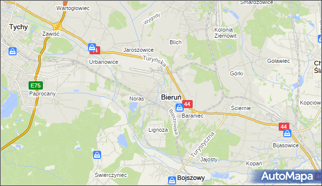 mapa Bieruń, Bieruń na mapie Targeo