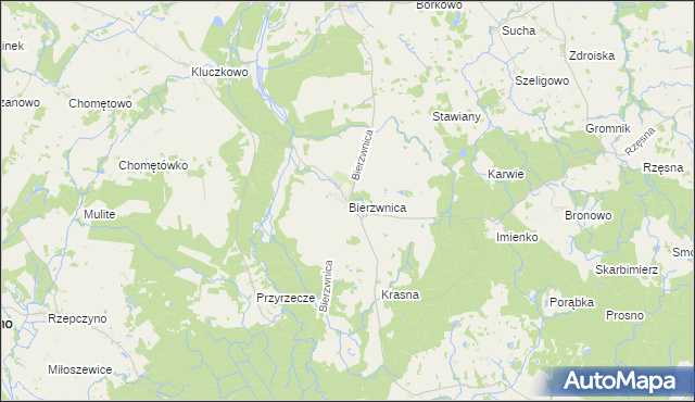 mapa Bierzwnica, Bierzwnica na mapie Targeo