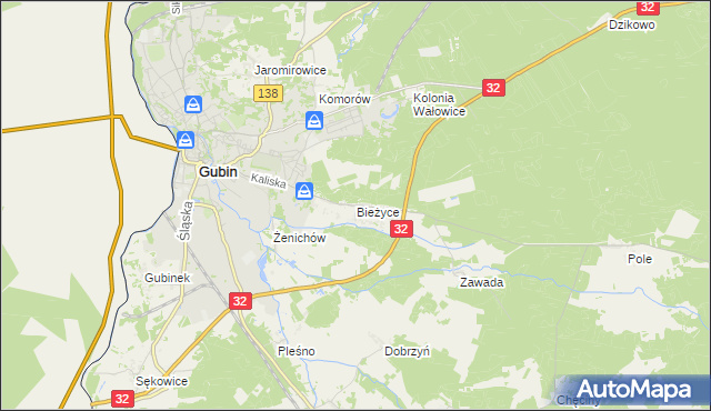 mapa Bieżyce, Bieżyce na mapie Targeo