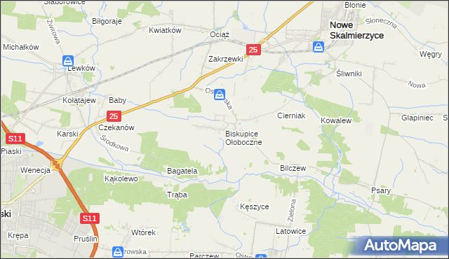 mapa Biskupice Ołoboczne, Biskupice Ołoboczne na mapie Targeo