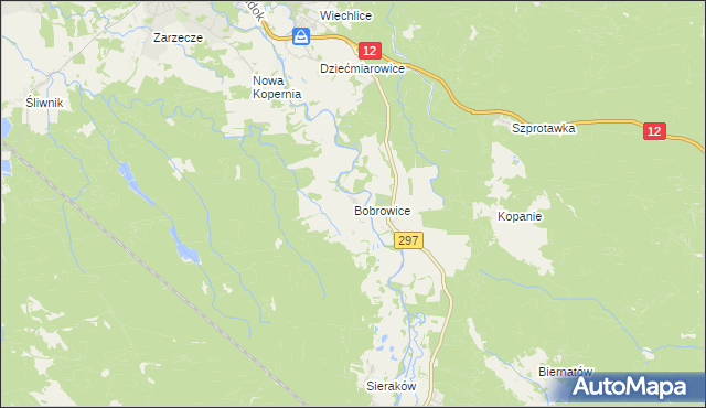 mapa Bobrowice gmina Szprotawa, Bobrowice gmina Szprotawa na mapie Targeo