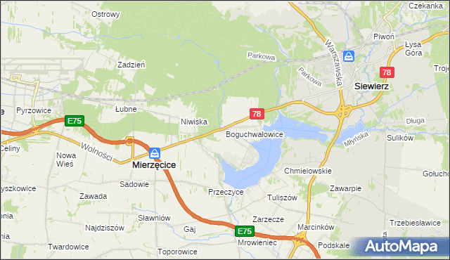 mapa Boguchwałowice, Boguchwałowice na mapie Targeo